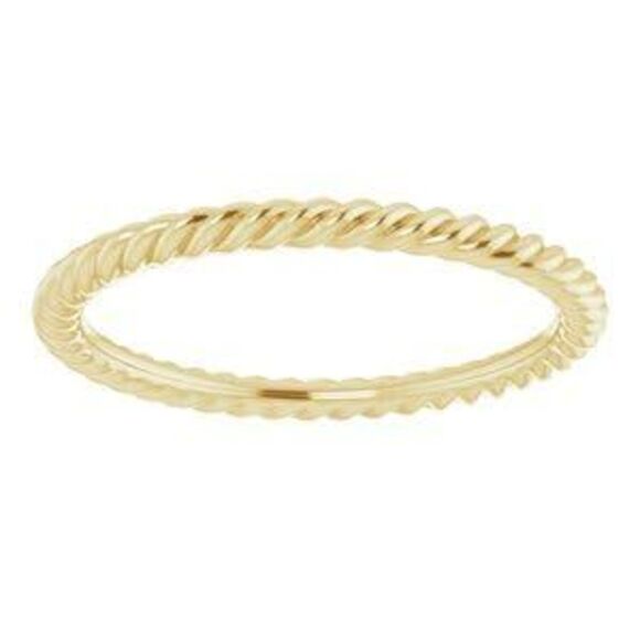 Kazi Luxury Sterling Silver 1.3 mm Skinny Rope Band Size 5.5